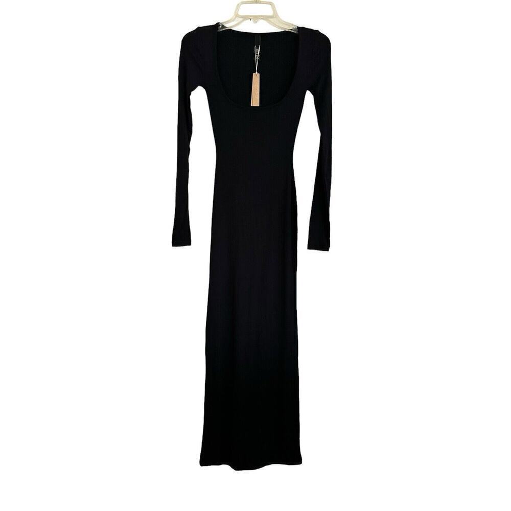 Skims Women's Solid Soft Lounge Long Sleeve Dress Onyx Size Medium NWT - Picture 5 of 7